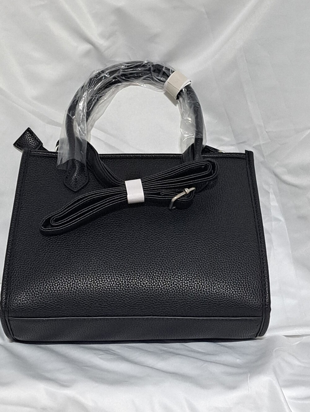 NWT French Connection Black Pebbled Top-Handle Satchel with Front Zip - Picture 2 of 12